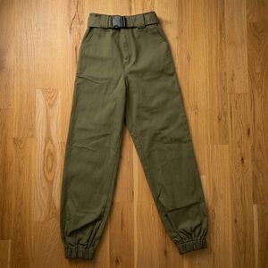 Oh Polly Green Buckle Cargo Jogger Pants Olive Khaki Size US 2 / UK 6 NWOT